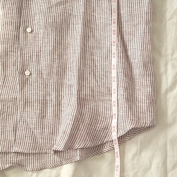 Luciano Barbera Made in Italy White Pink Stripes 100% Linen Dress Shirt, Size S - Picture 10 of 10